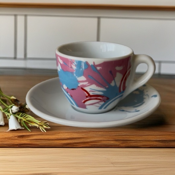 TOSCANA Vintage Red and Blue Espresso Cup Set - Picture 6 of 10